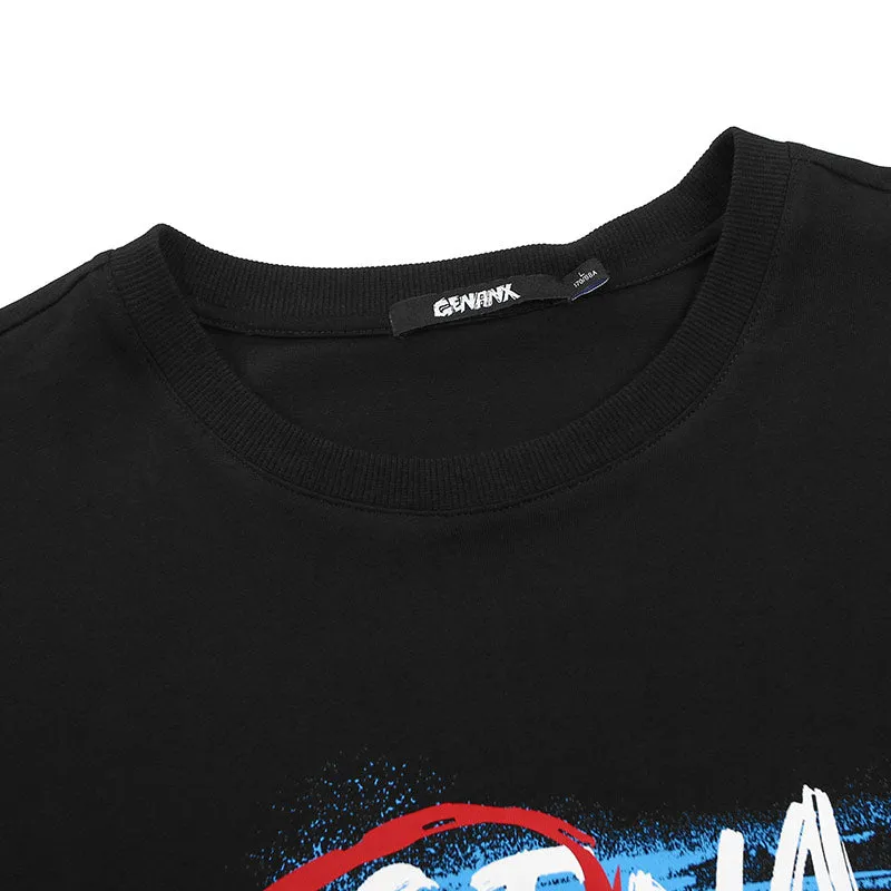 Street Style Letter Print Round Neck T-Shirt
