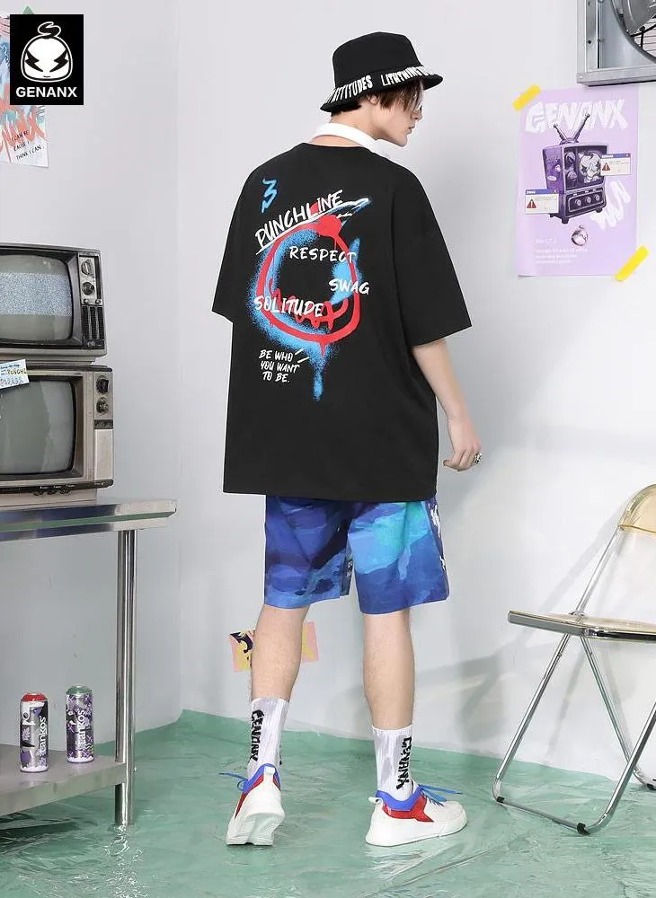 Street Style Letter Print Round Neck T-Shirt