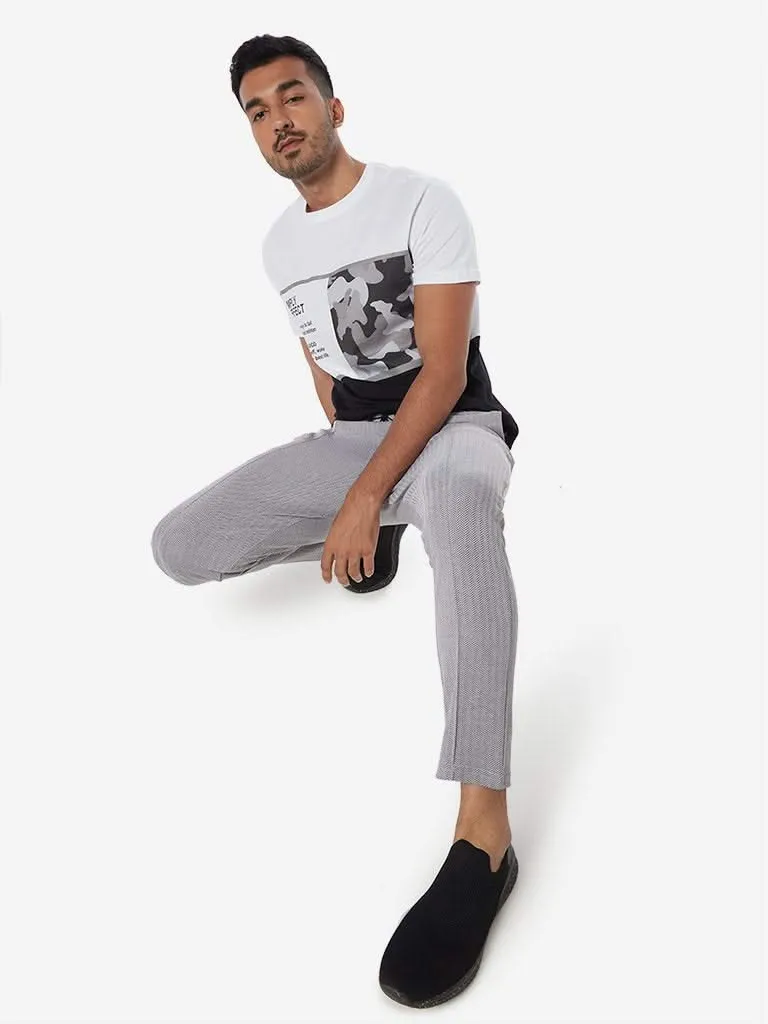 Studiofit White Slim-Fit Camouflage T-Shirt