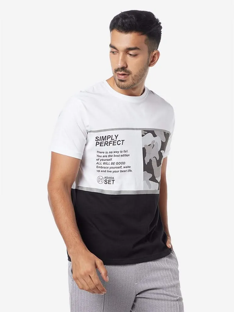 Studiofit White Slim-Fit Camouflage T-Shirt