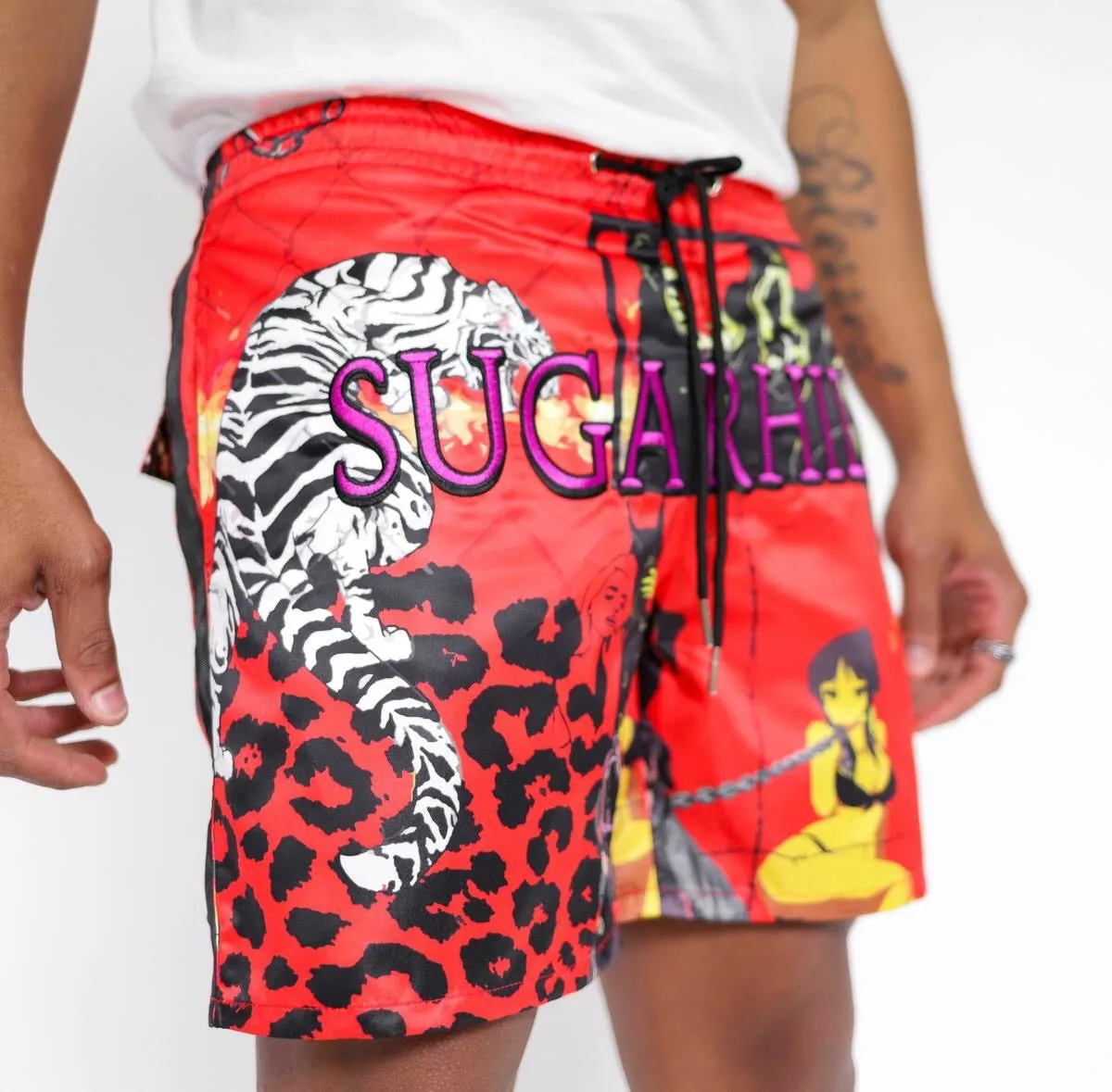 Sugarhill-Red Hybird Cabana Shorts-Red