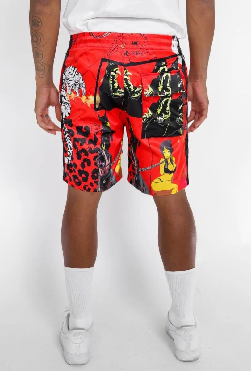 Sugarhill-Red Hybird Cabana Shorts-Red