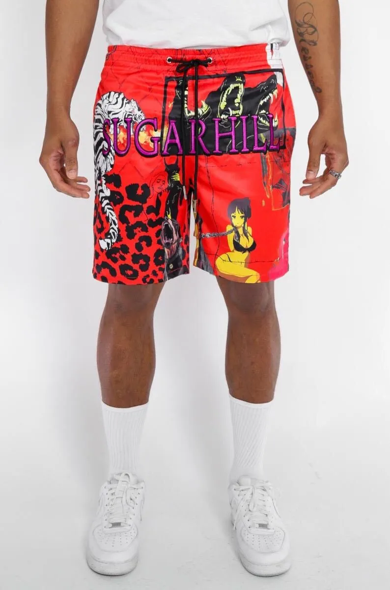 Sugarhill-Red Hybird Cabana Shorts-Red