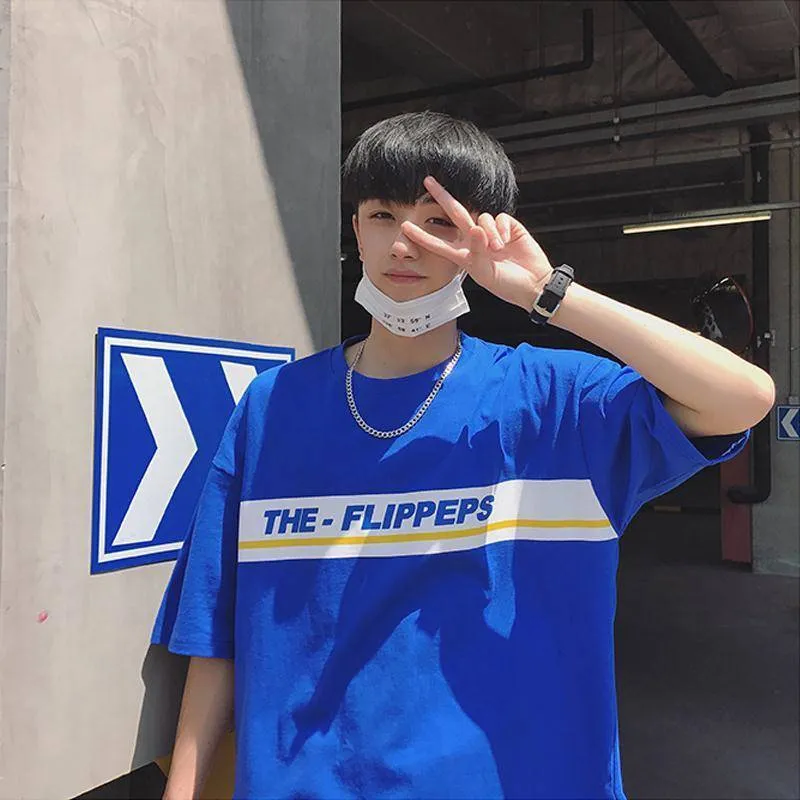 Summer Short Sleeve T-Shirt Trendy Loose Student Mid-Length Black Tops T-Shirt