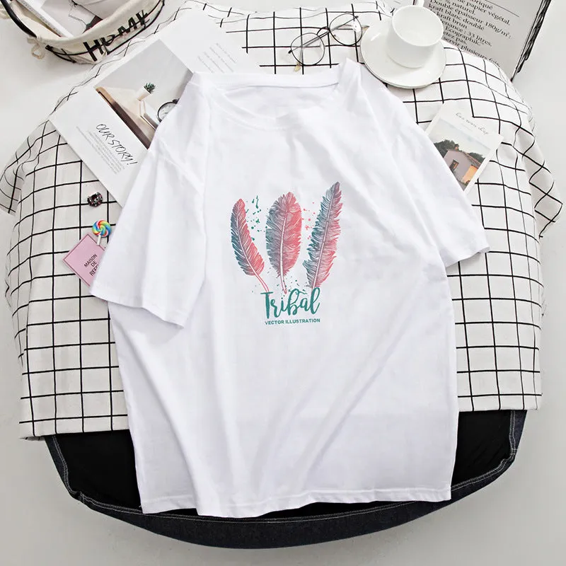 Summer Women Short Sleeve Tops Korean Student  INS Trendy Loose T-Shirt