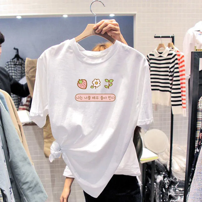 Summer Women Short Sleeve Tops Korean Student  INS Trendy Loose T-Shirt