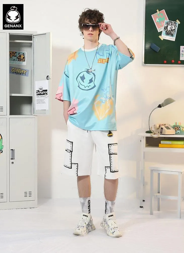 Swag Pastel Letter Print Space Cotton T-Shirt