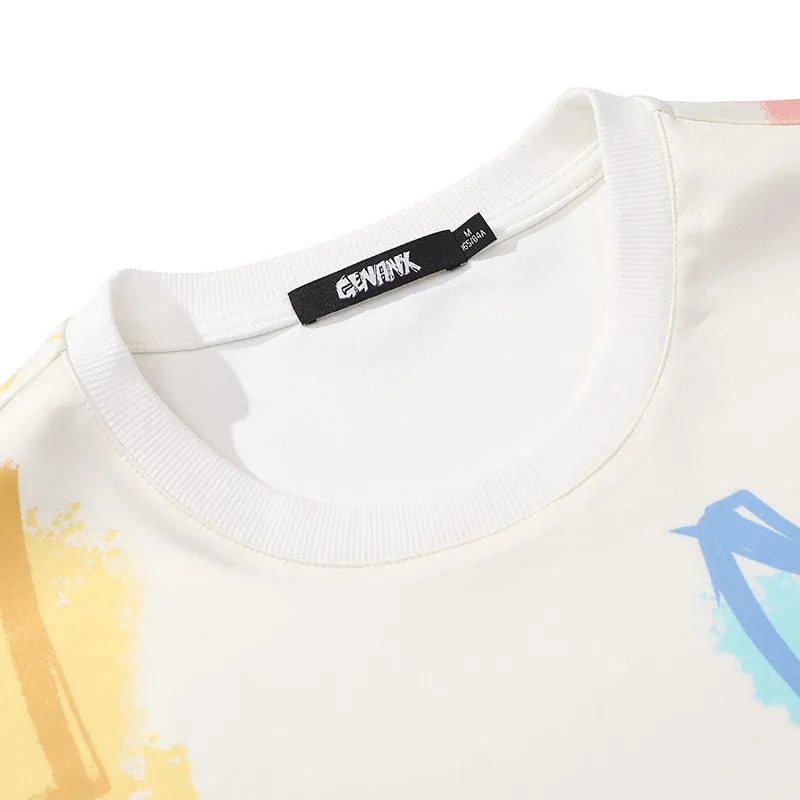 Swag Pastel Letter Print Space Cotton T-Shirt