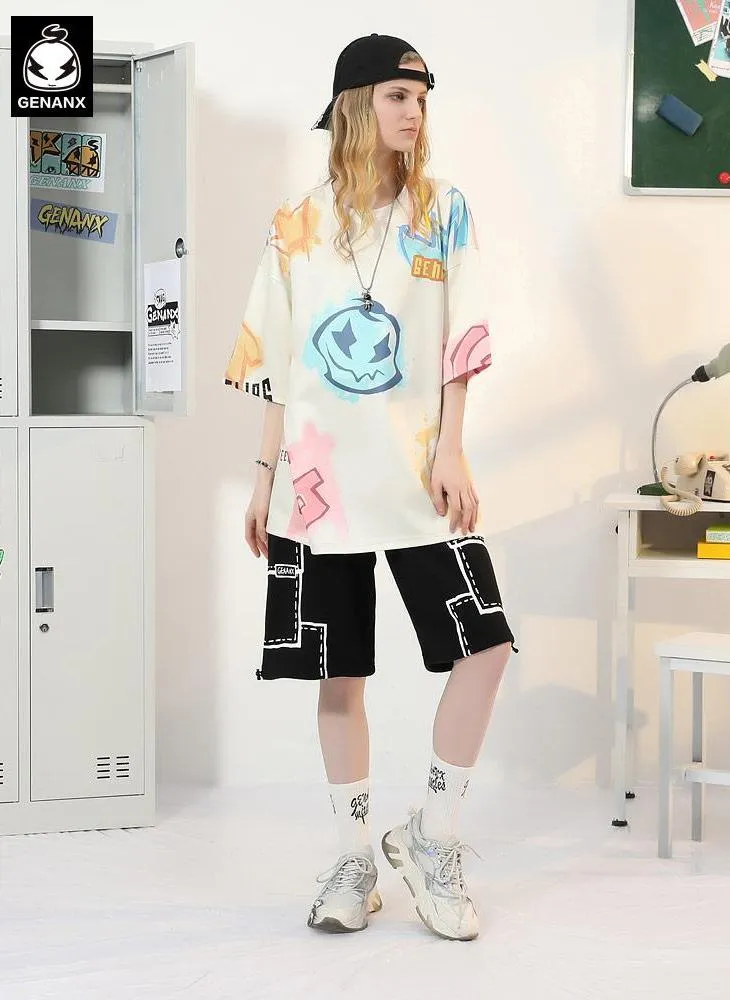 Swag Pastel Letter Print Space Cotton T-Shirt