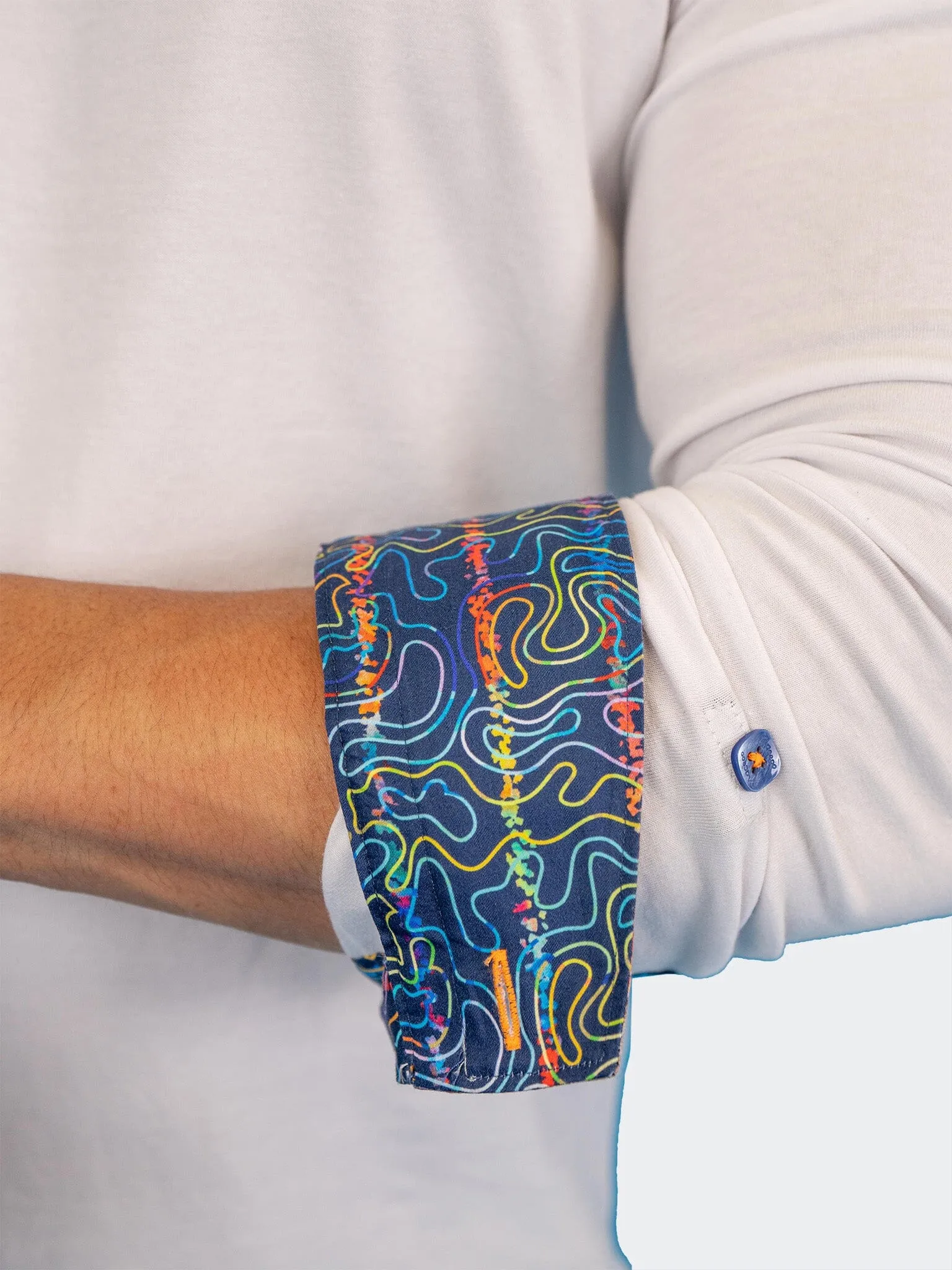 V-Neck Edison White Multi Square
