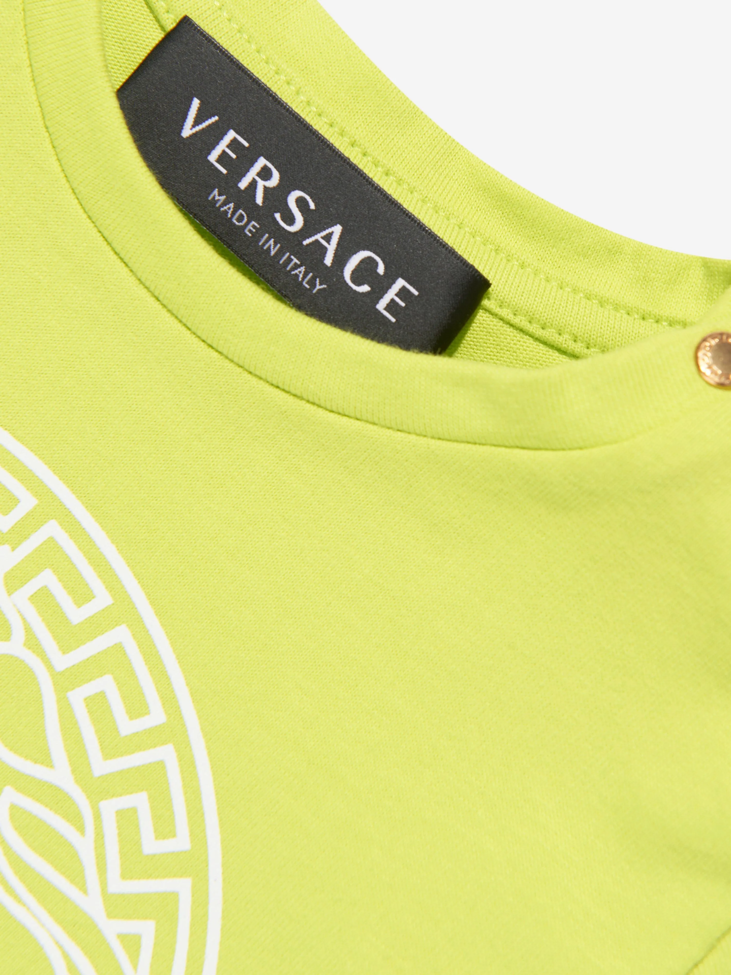 Versace Baby Boys Medusa Logo T-Shirt in Lime