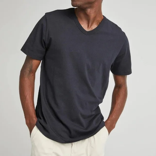 Weighted Organic Cotton V-Neck Tee (Black)