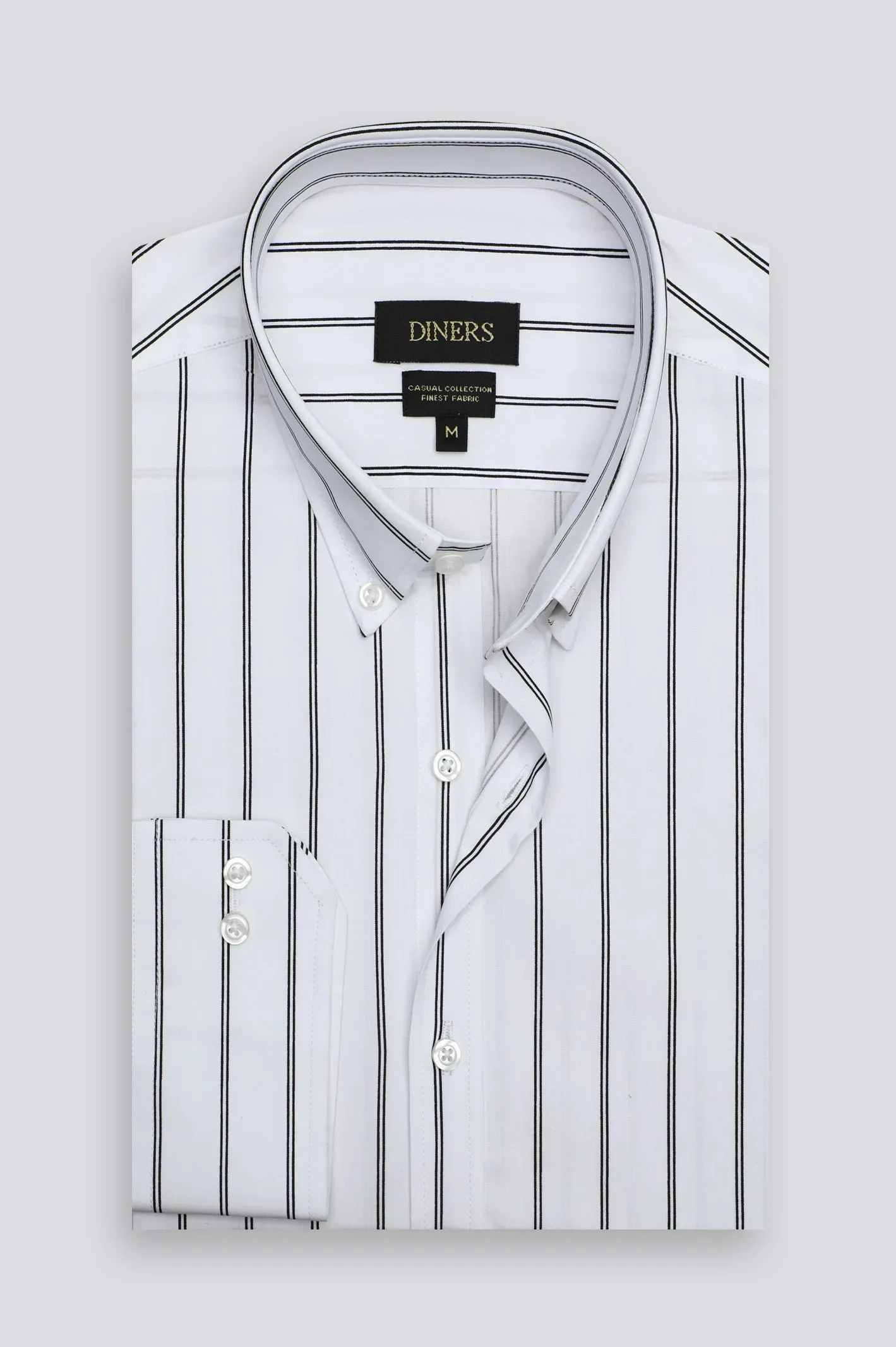 White Broad Stripe Casual Shirt