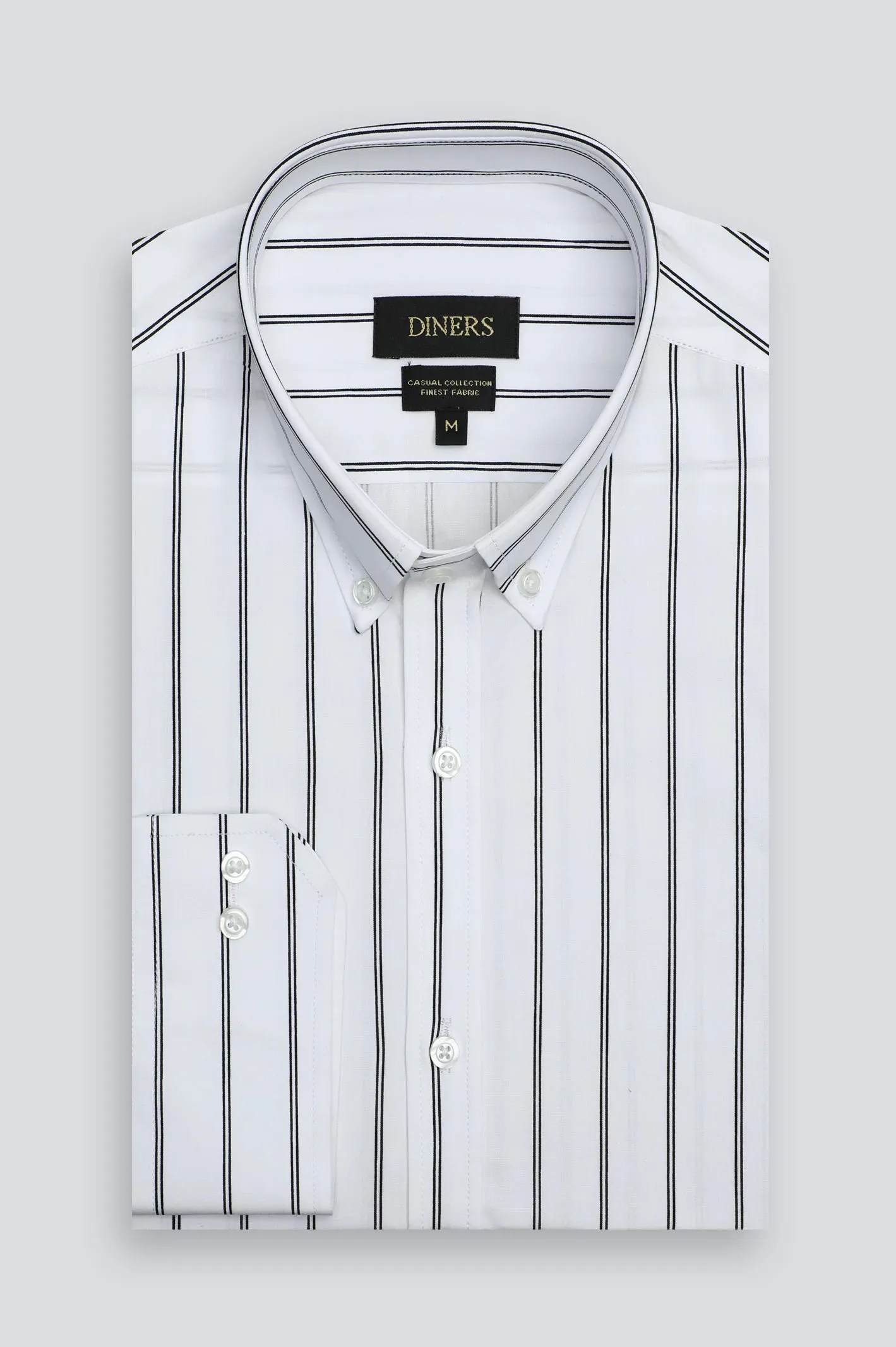 White Broad Stripe Casual Shirt