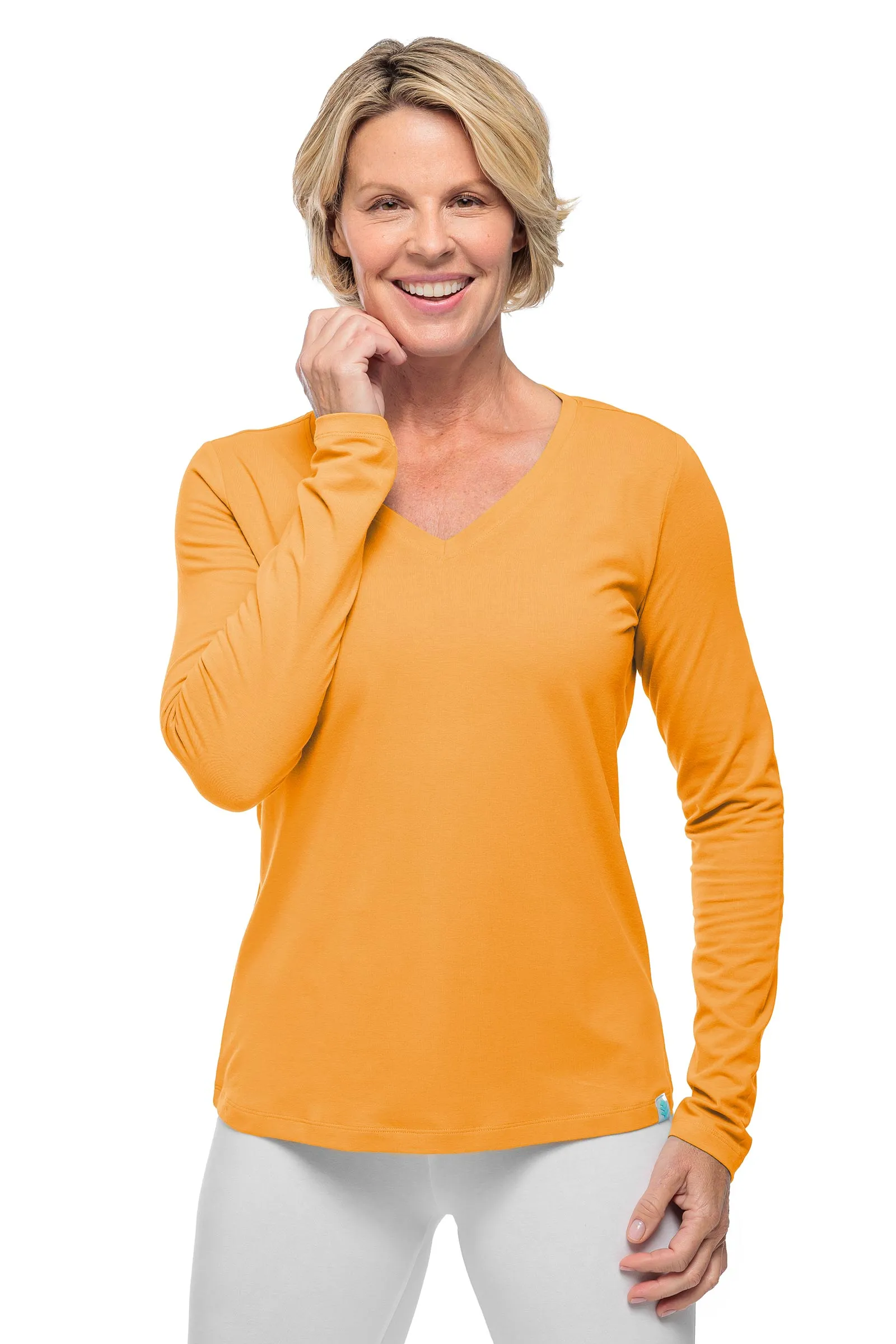 Women's Morada Everyday Long Sleeve V-Neck T-Shirt | Light Blue Heather