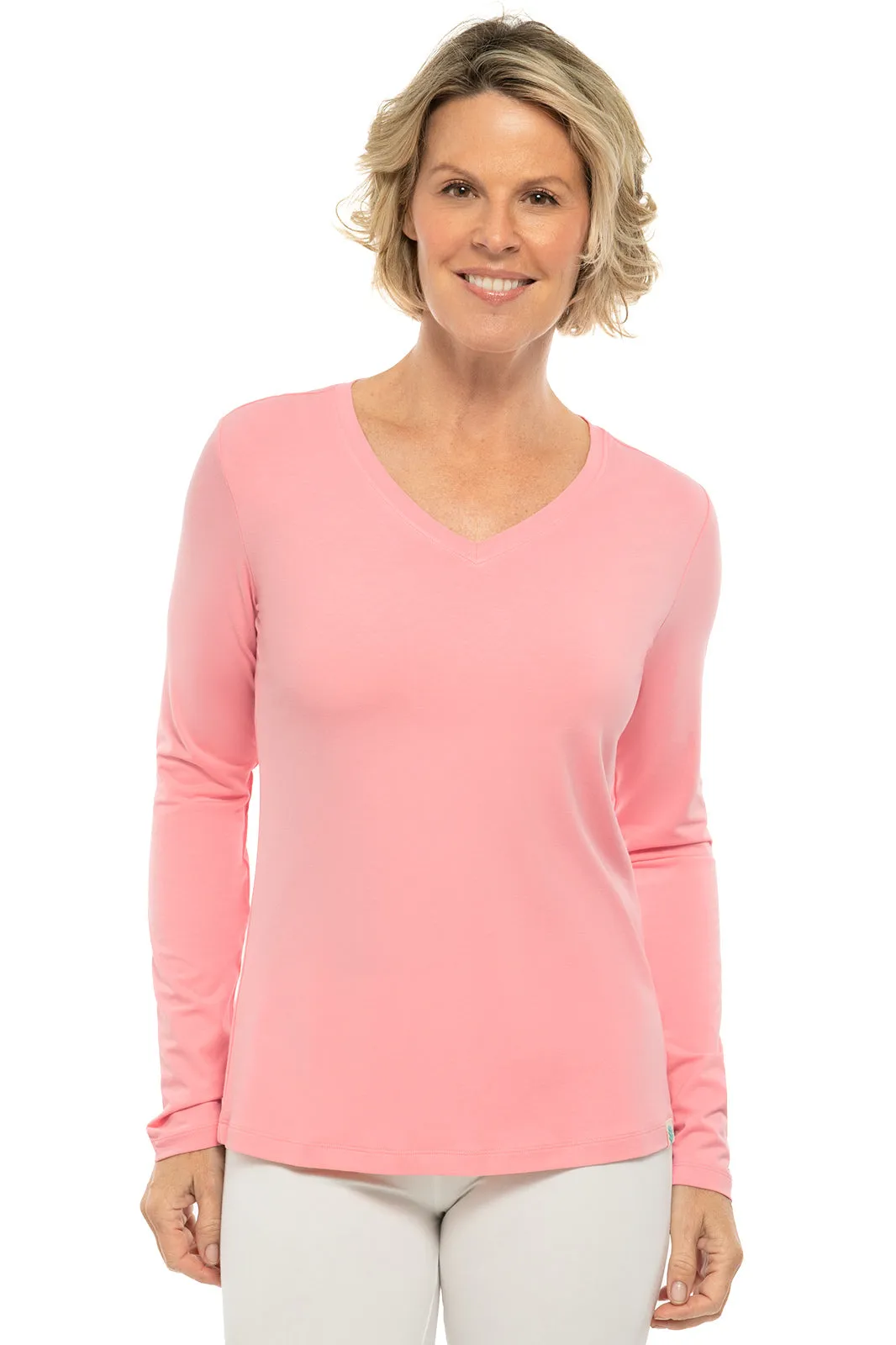 Women's Morada Everyday Long Sleeve V-Neck T-Shirt | Light Blue Heather