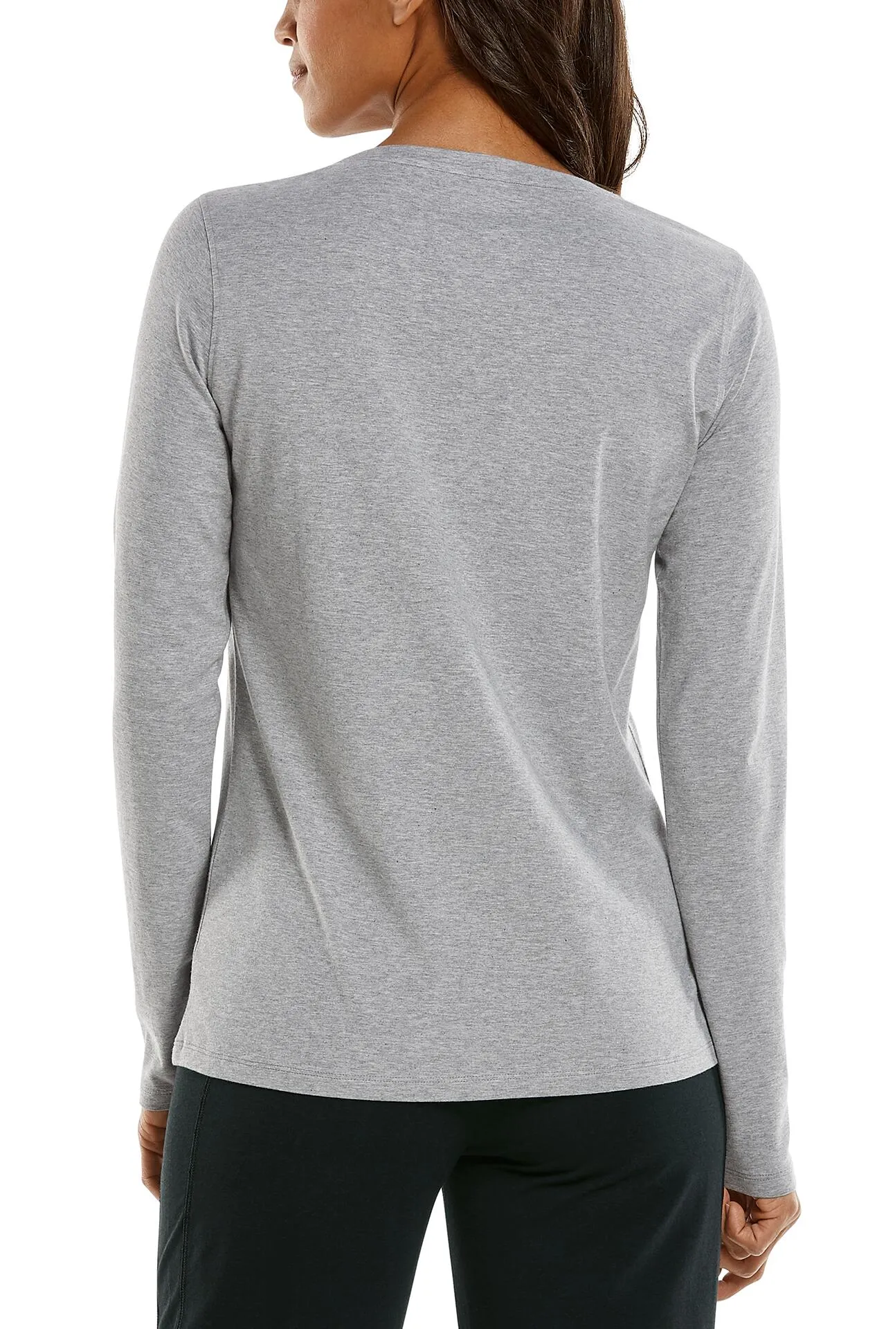 Women's Morada Everyday Long Sleeve V-Neck T-Shirt | Light Blue Heather