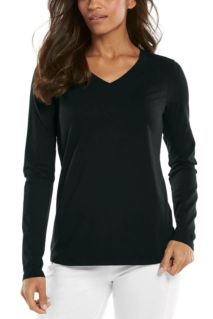 Women's Morada Everyday Long Sleeve V-Neck T-Shirt | Light Blue Heather