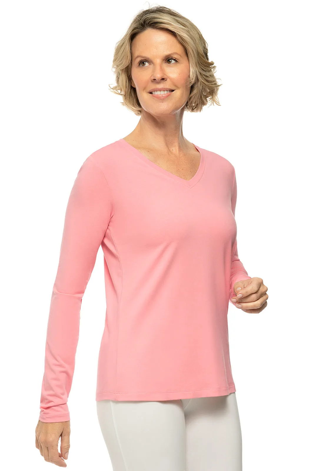 Women's Morada Everyday Long Sleeve V-Neck T-Shirt | Light Blue Heather