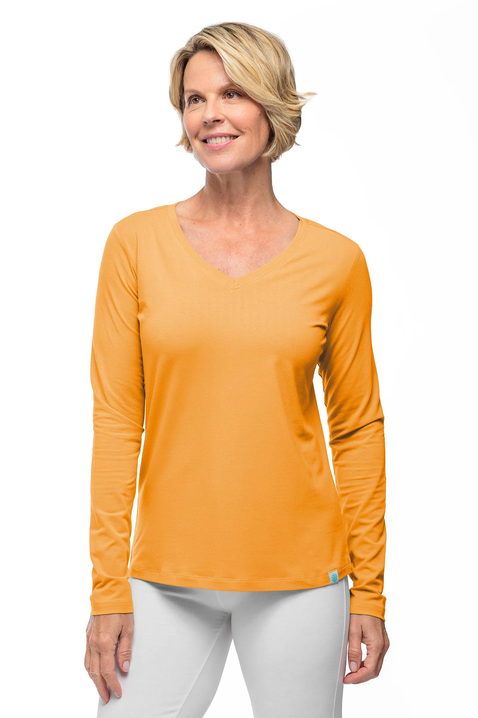 Women's Morada Everyday Long Sleeve V-Neck T-Shirt | Light Blue Heather