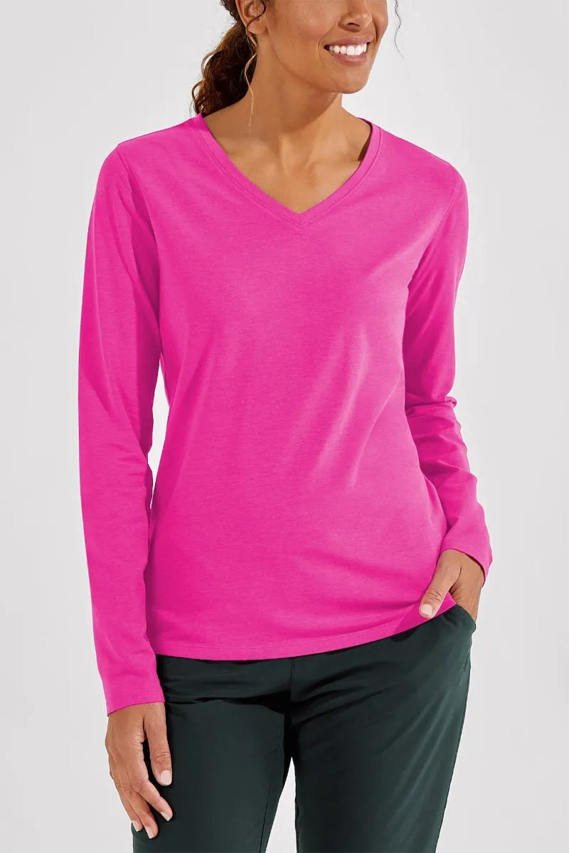 Women's Morada Everyday Long Sleeve V-Neck T-Shirt | Light Blue Heather