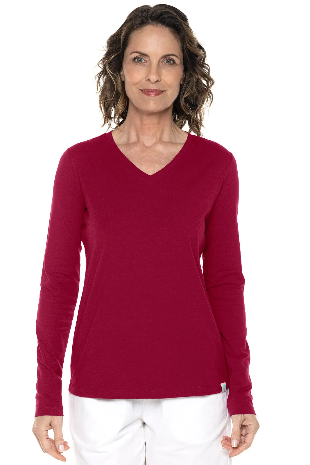 Women's Morada Everyday Long Sleeve V-Neck T-Shirt | Light Blue Heather