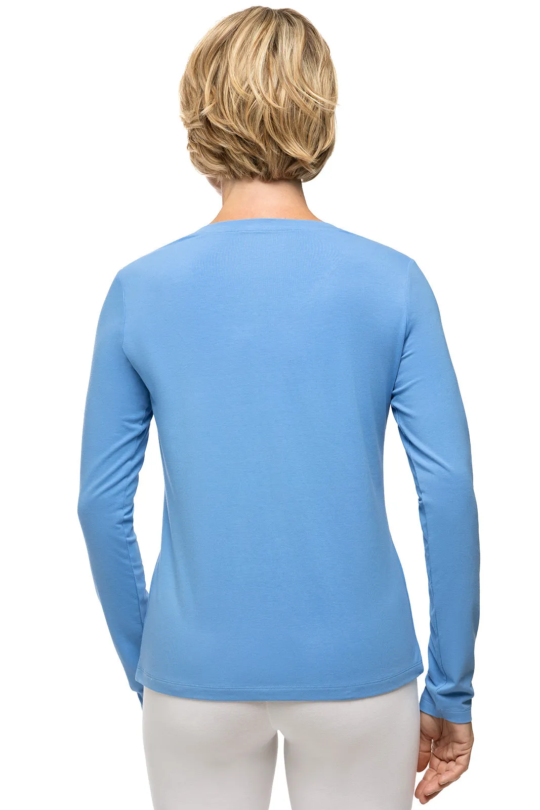 Women's Morada Everyday Long Sleeve V-Neck T-Shirt | Light Blue Heather