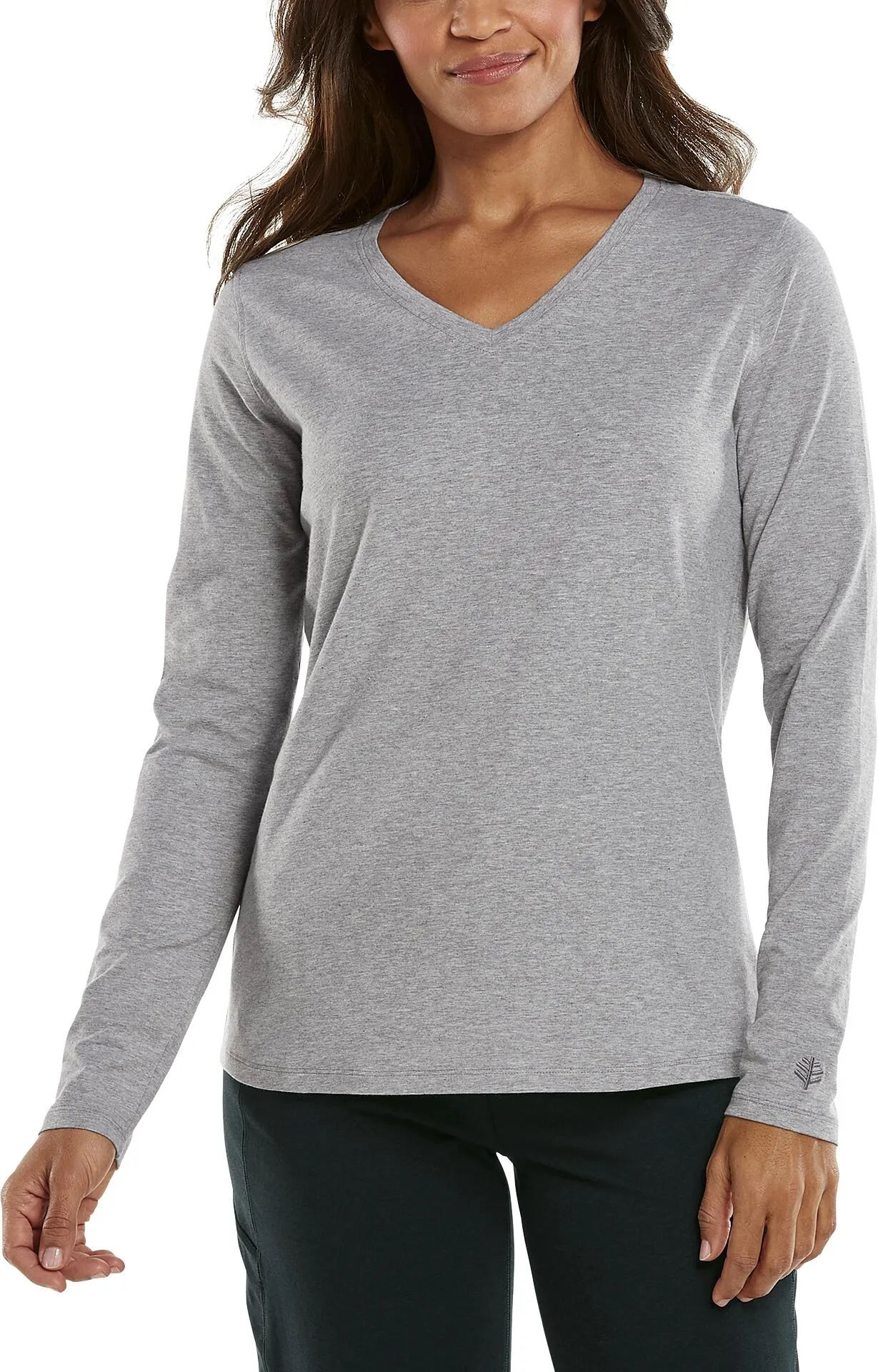 Women's Morada Everyday Long Sleeve V-Neck T-Shirt | Light Blue Heather