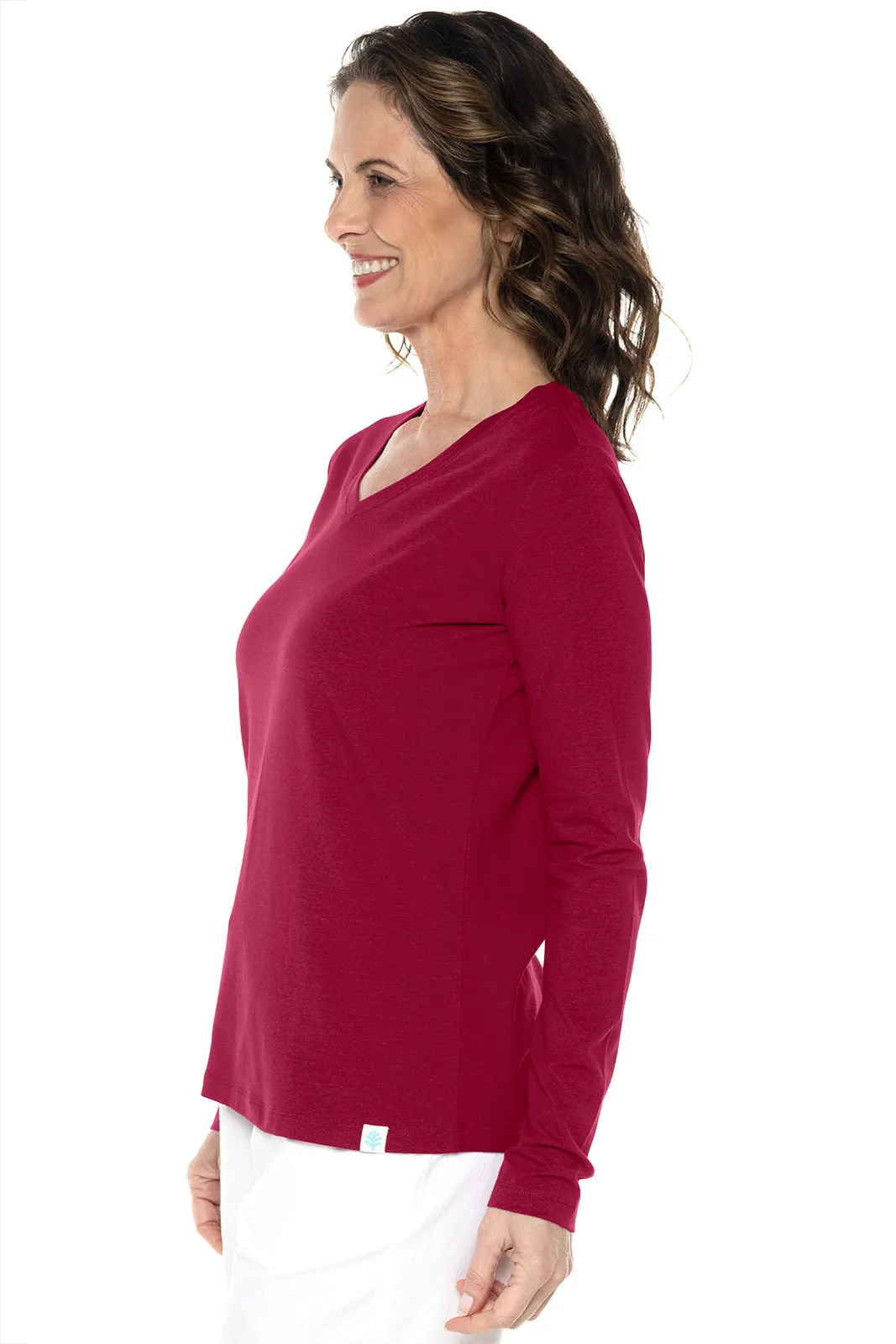 Women's Morada Everyday Long Sleeve V-Neck T-Shirt | Light Blue Heather