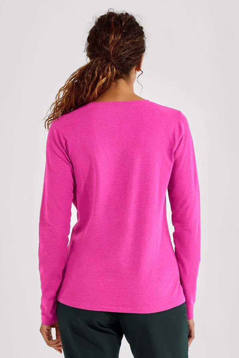 Women's Morada Everyday Long Sleeve V-Neck T-Shirt | Light Blue Heather