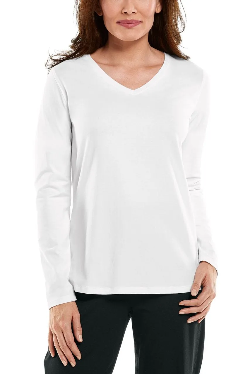 Women's Morada Everyday Long Sleeve V-Neck T-Shirt | Light Blue Heather