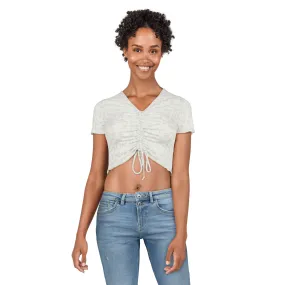 Women's Short Sleeve V-Neck Side Ruched Top