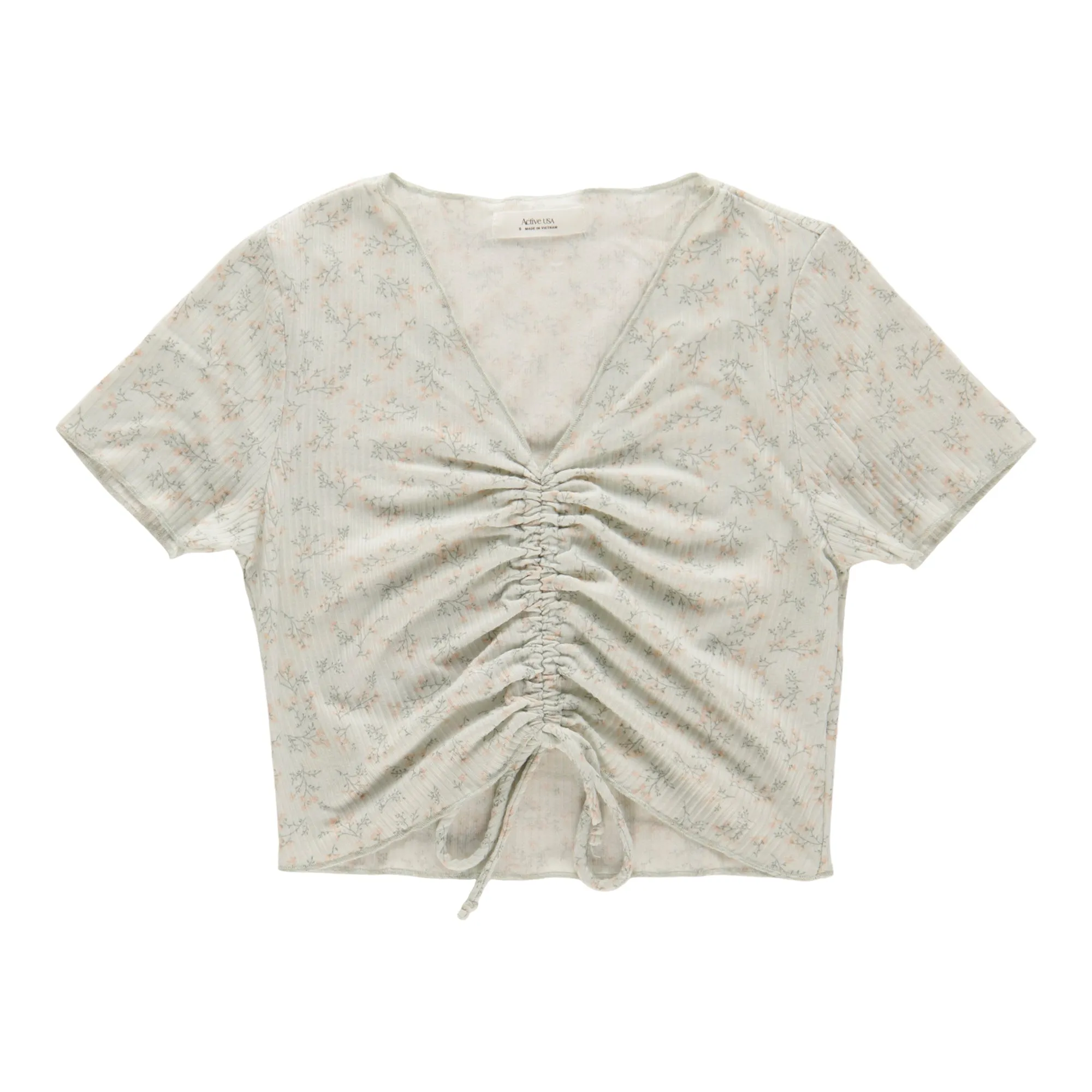 Women's Short Sleeve V-Neck Side Ruched Top