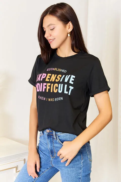 Women's Simply Love Slogan Graphic Cuffed Sleeve T-Shirt