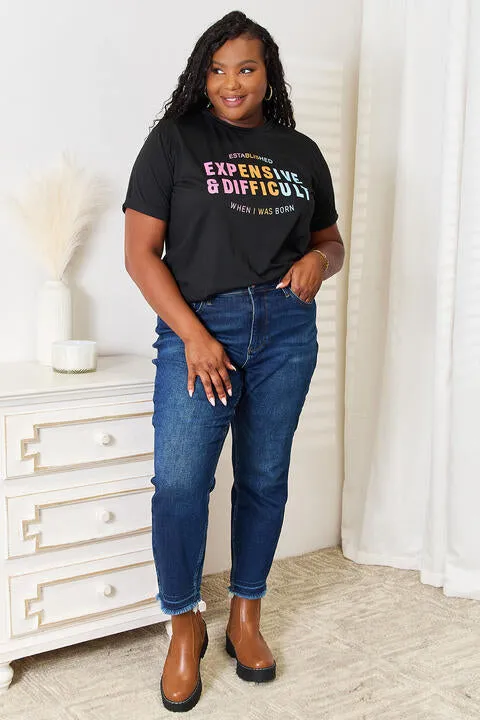 Women's Simply Love Slogan Graphic Cuffed Sleeve T-Shirt