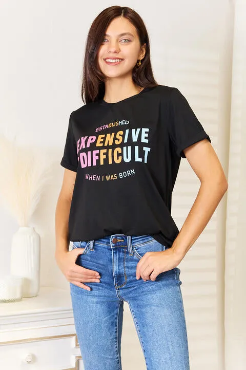 Women's Simply Love Slogan Graphic Cuffed Sleeve T-Shirt