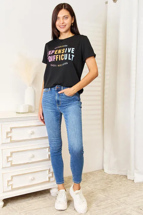 Women's Simply Love Slogan Graphic Cuffed Sleeve T-Shirt