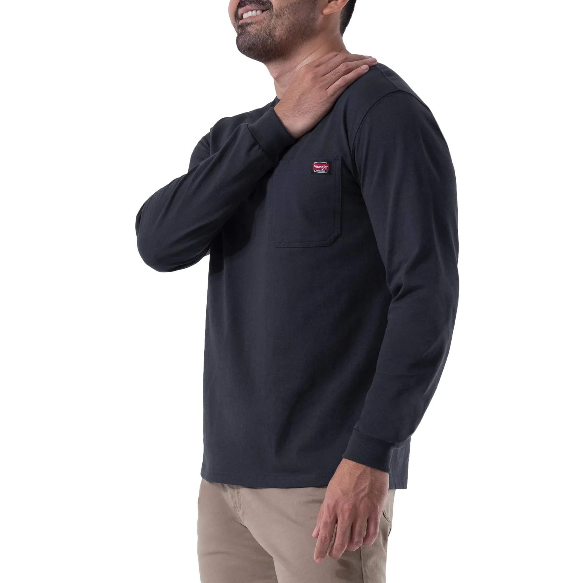 Wrangler - Workwear Men's Long Sleeve Pen Pocket Crew