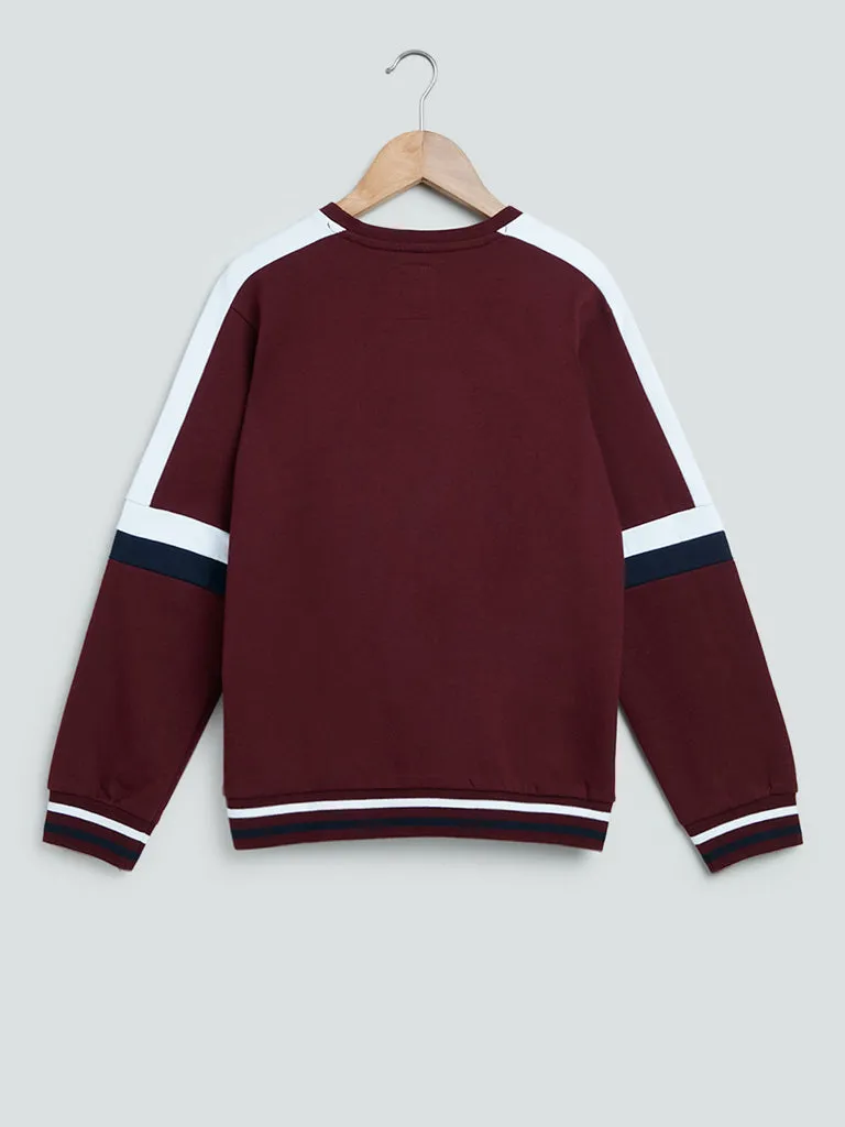 Y&F Kids Wine Text Design Cotton T-Shirt